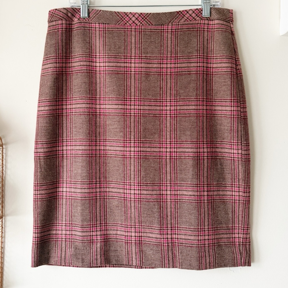 Talbots Wool Blend Glen Plaid Pencil Skirt Size 10 Classic Preppy Academia - Picture 2 of 15